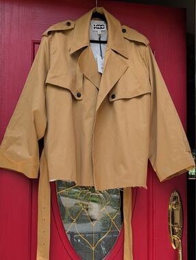 NWT - KBB by Kahlana Cropped Trench Coat in Camel
